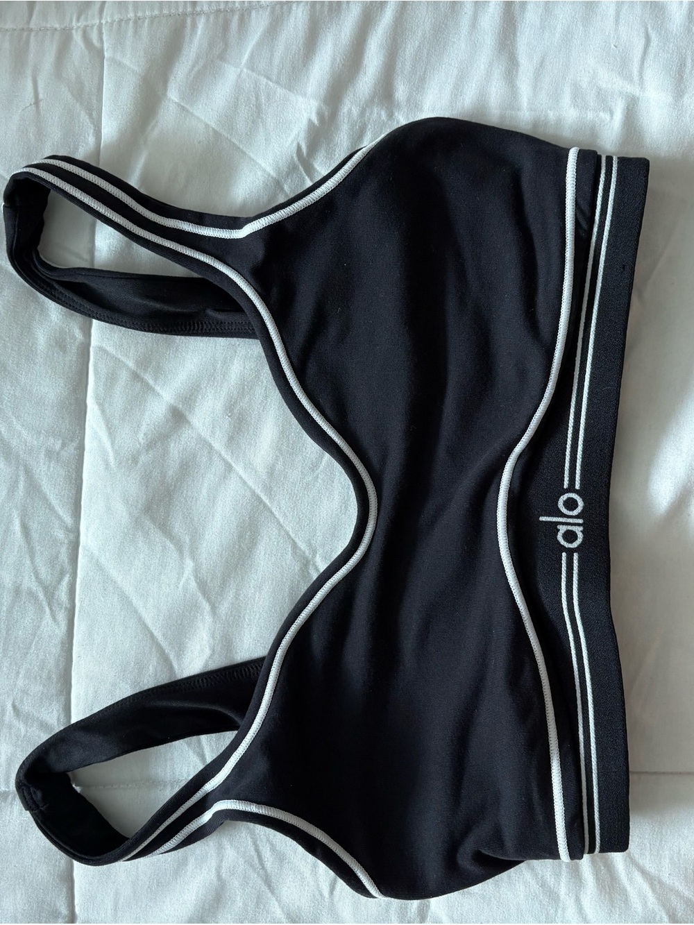 Alo Yoga Black Sports Bra with White Trim